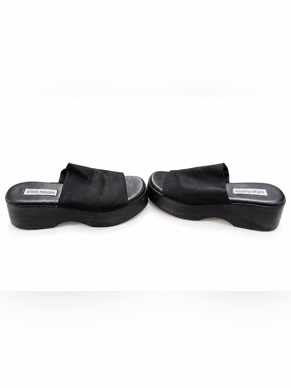 VINTAGE STEVE MADDEN 90s Slinky Stretch Platform Slide Sandals (Made in Italy)